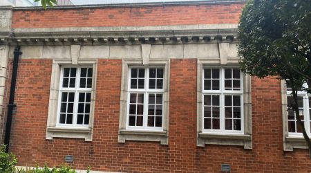 Exterior window Painting project of Carnegie Library by Cornelius Green Decorators.