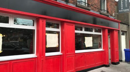 External in progress painting photo of O'Reilly's Beer Garden by Cornelius Green Decorators