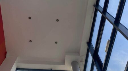 Internal completed ceiling painting photo of commercial office space Saint Gobain in Dublin by Cornelius Green Decorators