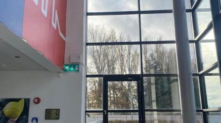 Internal completed wall painting photo of commercial office space Saint Gobain in Dublin by Cornelius Green Decorators